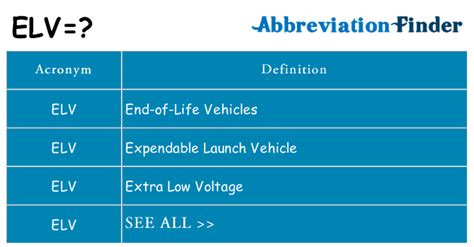 what does elv stand for.